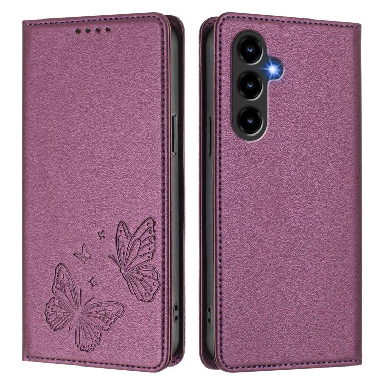 For ZTE nubia V80 Max Strong Magnetic Dual Butterfly RFID Vegan Leather Phone Case