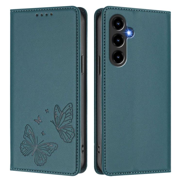For ZTE nubia V80 Max Strong Magnetic Dual Butterfly RFID Vegan Leather Phone Case