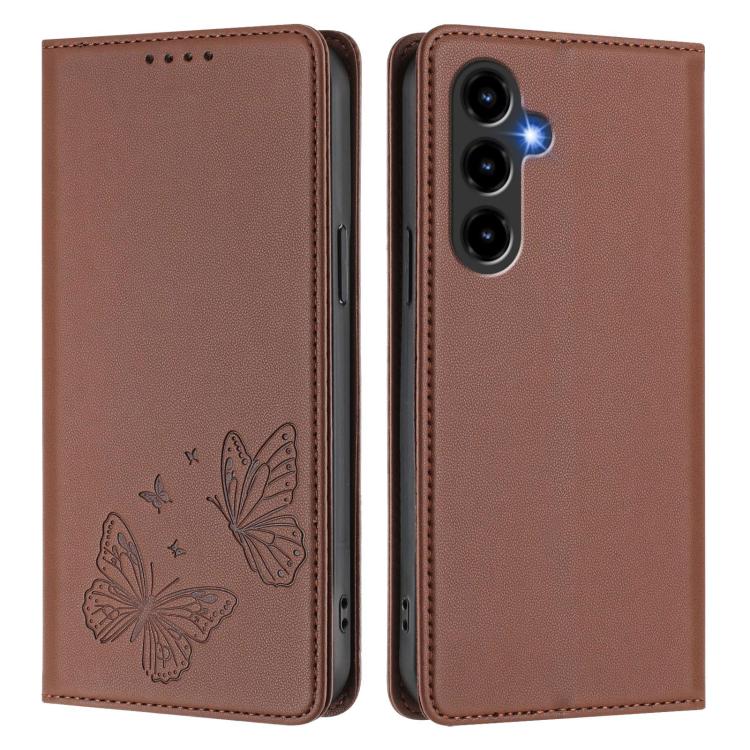 For ZTE nubia V80 Max Strong Magnetic Dual Butterfly RFID Vegan Leather Phone Case
