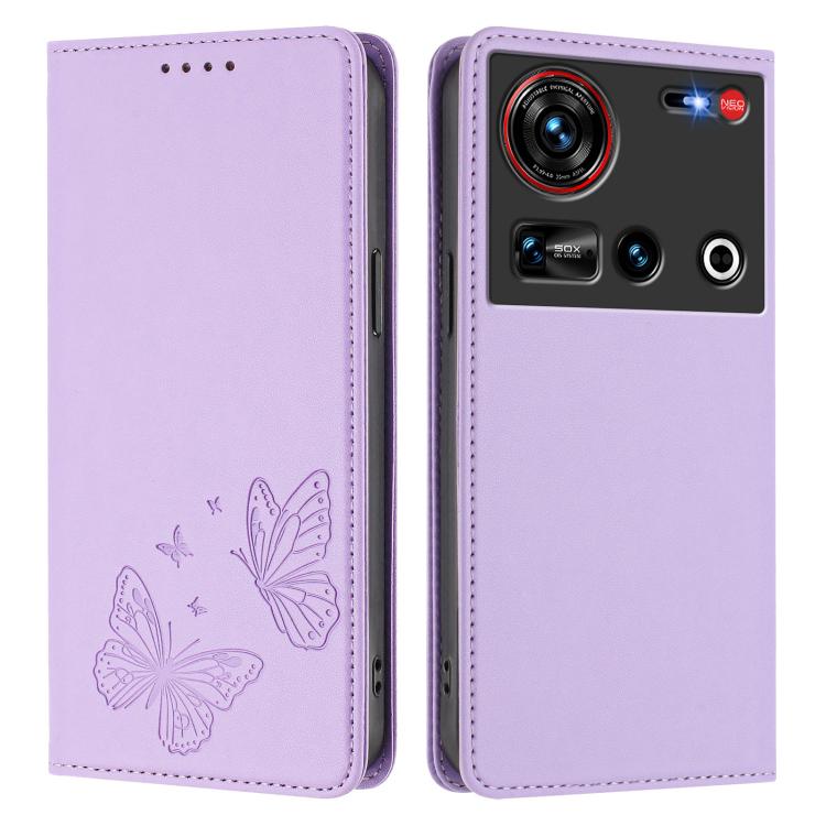 For ZTE nubia Z70 Ultra / Z70s Ultra Strong Magnetic Dual Butterfly RFID Vegan Leather Phone Case