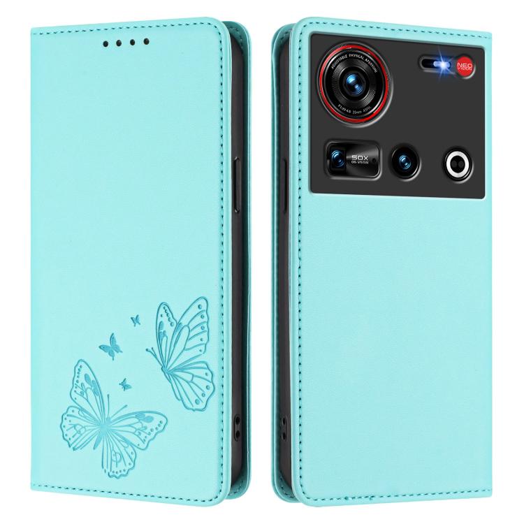 For ZTE nubia Z70 Ultra / Z70s Ultra Strong Magnetic Dual Butterfly RFID Vegan Leather Phone Case