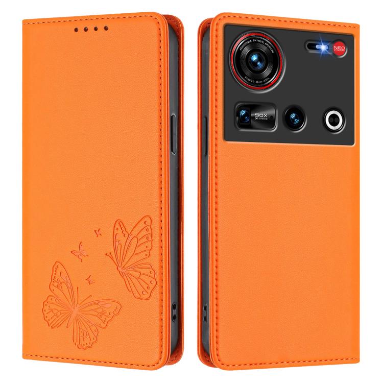 For ZTE nubia Z70 Ultra / Z70s Ultra Strong Magnetic Dual Butterfly RFID Vegan Leather Phone Case