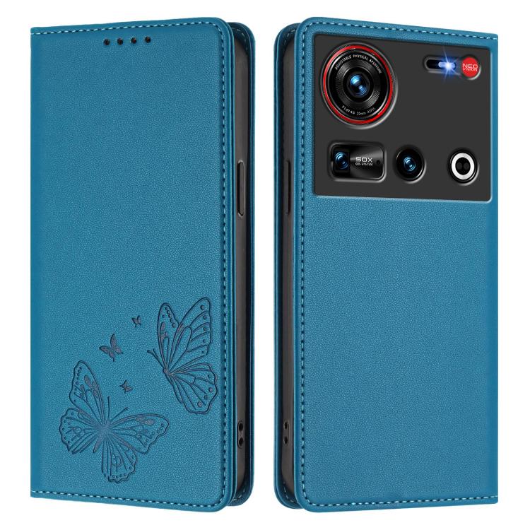 For ZTE nubia Z70 Ultra / Z70s Ultra Strong Magnetic Dual Butterfly RFID Vegan Leather Phone Case