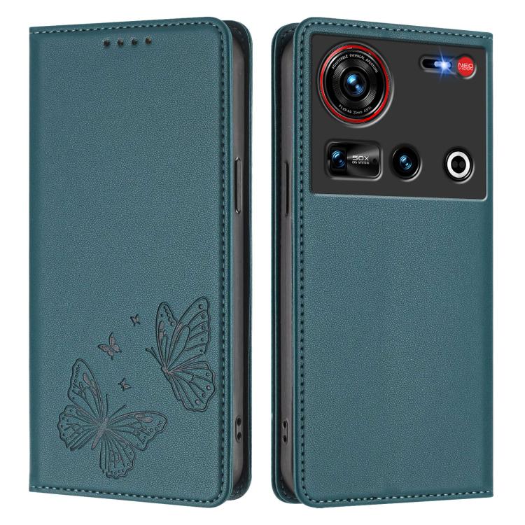 For ZTE nubia Z70 Ultra / Z70s Ultra Strong Magnetic Dual Butterfly RFID Vegan Leather Phone Case