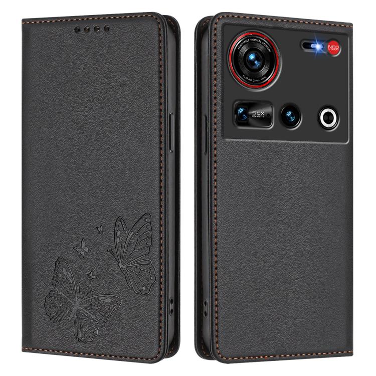 For ZTE nubia Z70 Ultra / Z70s Ultra Strong Magnetic Dual Butterfly RFID Vegan Leather Phone Case