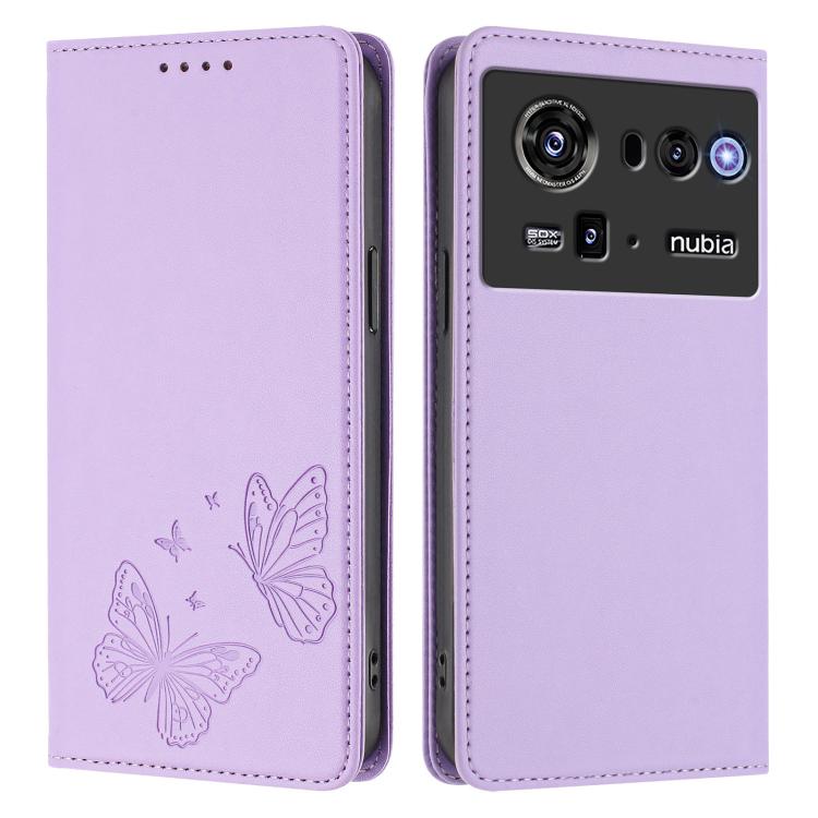 For ZTE nubia Z80 Ultra Strong Magnetic Dual Butterfly RFID Vegan Leather Phone Case