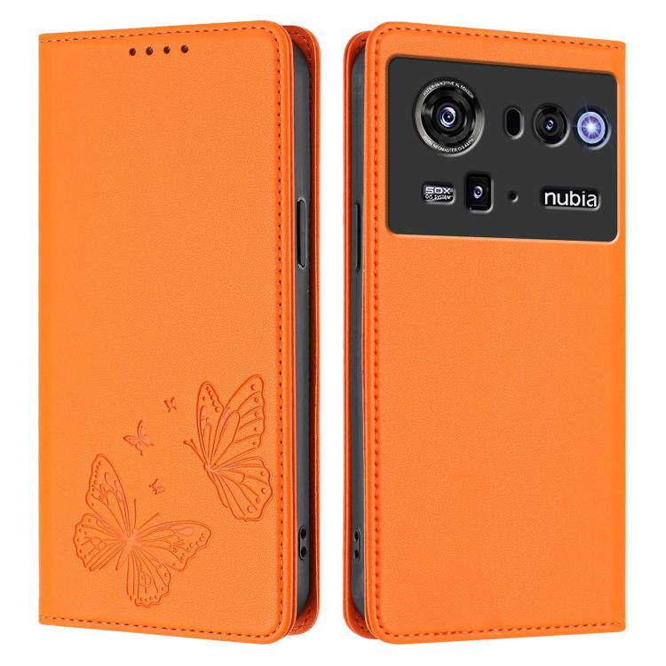 For ZTE nubia Z80 Ultra Strong Magnetic Dual Butterfly RFID Vegan Leather Phone Case