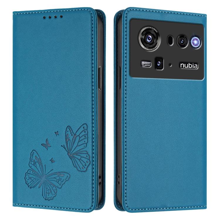 For ZTE nubia Z80 Ultra Strong Magnetic Dual Butterfly RFID Vegan Leather Phone Case