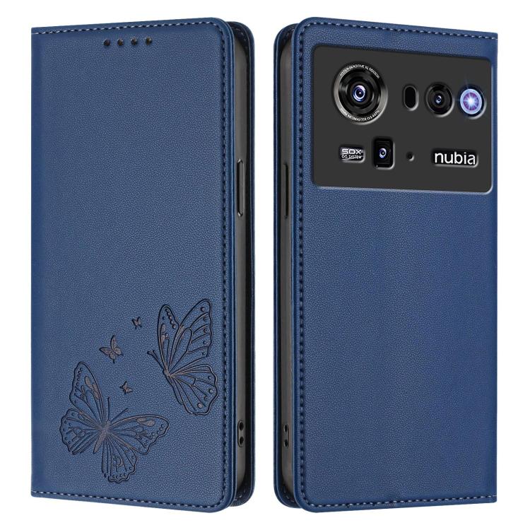 For ZTE nubia Z80 Ultra Strong Magnetic Dual Butterfly RFID Vegan Leather Phone Case