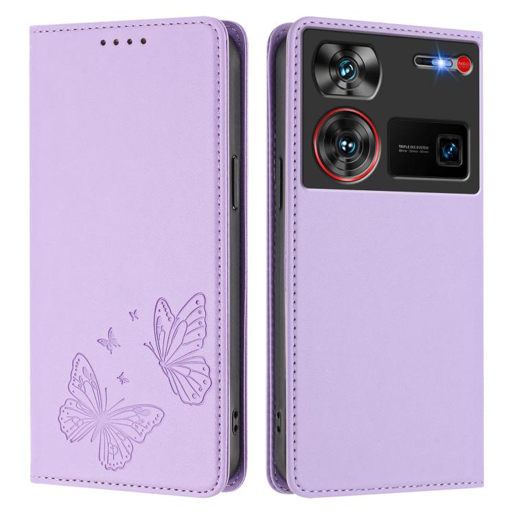 For ZTE nubia Z60 Ultra Strong Magnetic Dual Butterfly RFID Vegan Leather Phone Case
