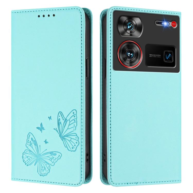 For ZTE nubia Z60 Ultra Strong Magnetic Dual Butterfly RFID Vegan Leather Phone Case