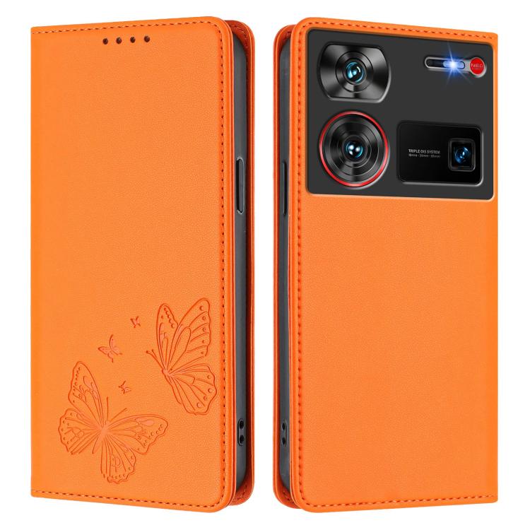 For ZTE nubia Z60 Ultra Strong Magnetic Dual Butterfly RFID Vegan Leather Phone Case
