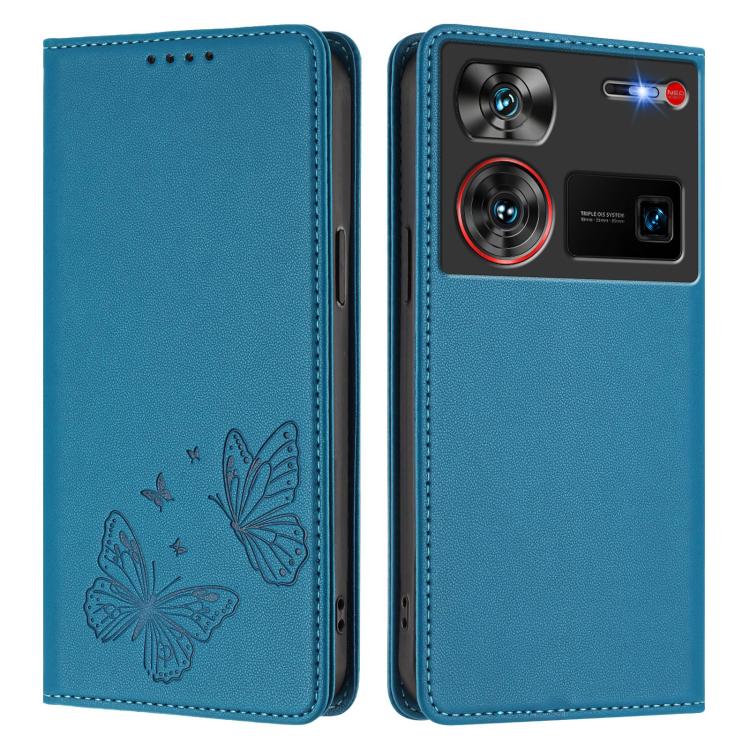 For ZTE nubia Z60 Ultra Strong Magnetic Dual Butterfly RFID Vegan Leather Phone Case