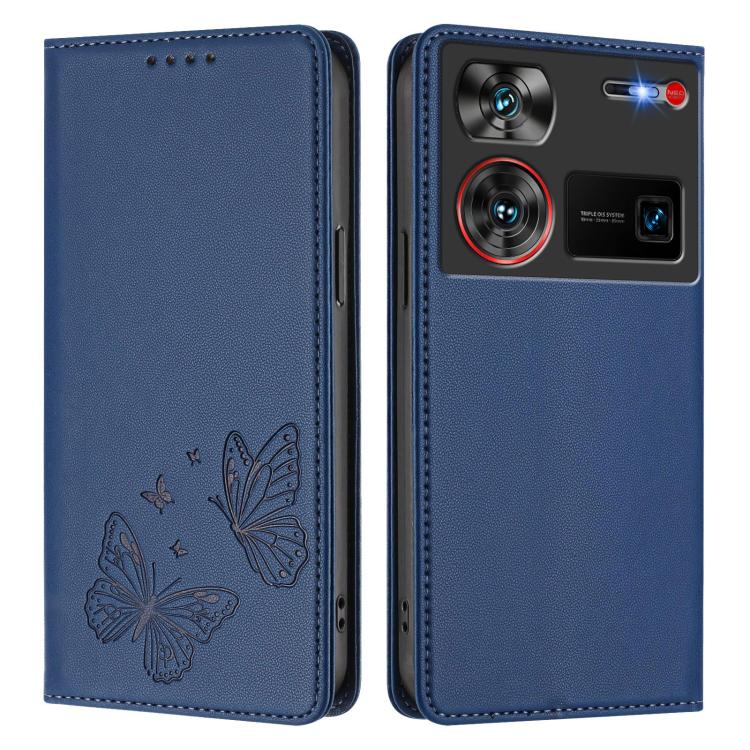 For ZTE nubia Z60 Ultra Strong Magnetic Dual Butterfly RFID Vegan Leather Phone Case