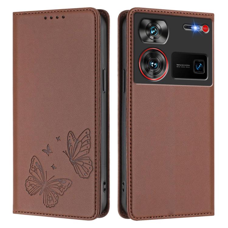 For ZTE nubia Z60 Ultra Strong Magnetic Dual Butterfly RFID Vegan Leather Phone Case