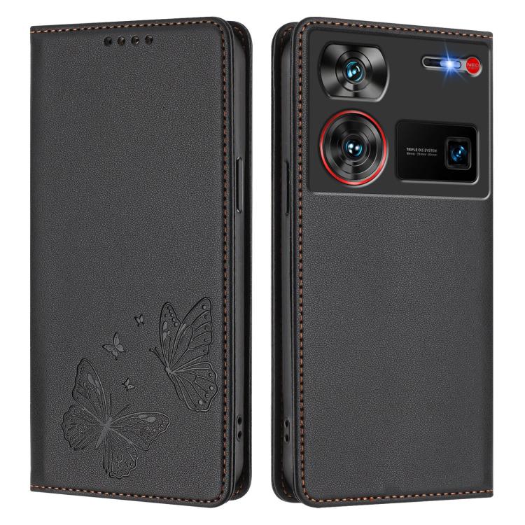 For ZTE nubia Z60 Ultra Strong Magnetic Dual Butterfly RFID Vegan Leather Phone Case