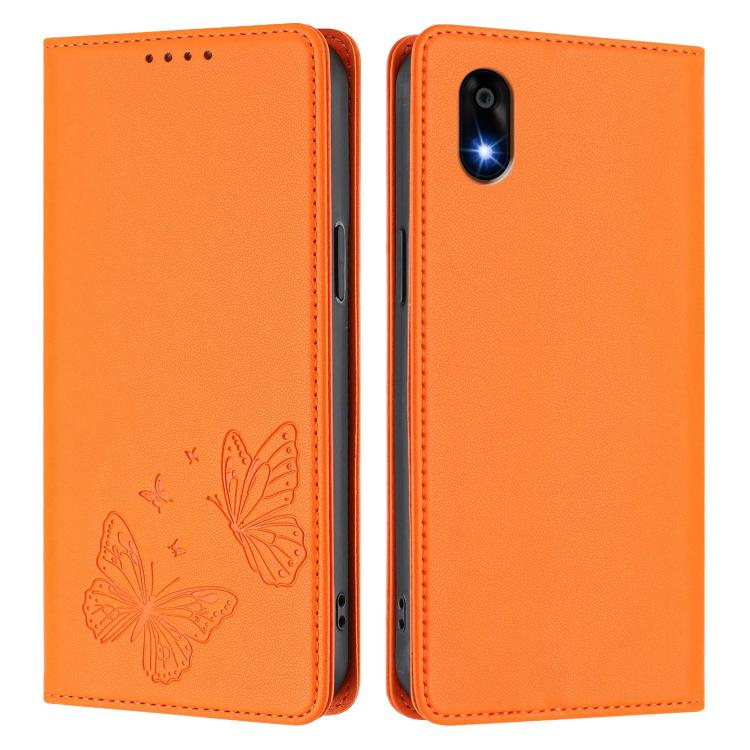 For ZTE Kantan Sumaho 4 A402ZT Strong Magnetic Dual Butterfly RFID Vegan Leather Phone Case