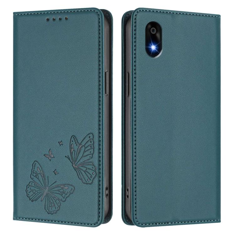 For ZTE Kantan Sumaho 4 A402ZT Strong Magnetic Dual Butterfly RFID Vegan Leather Phone Case