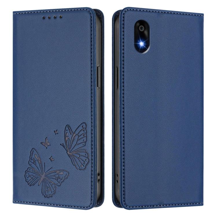 For ZTE Kantan Sumaho 4 A402ZT Strong Magnetic Dual Butterfly RFID Vegan Leather Phone Case