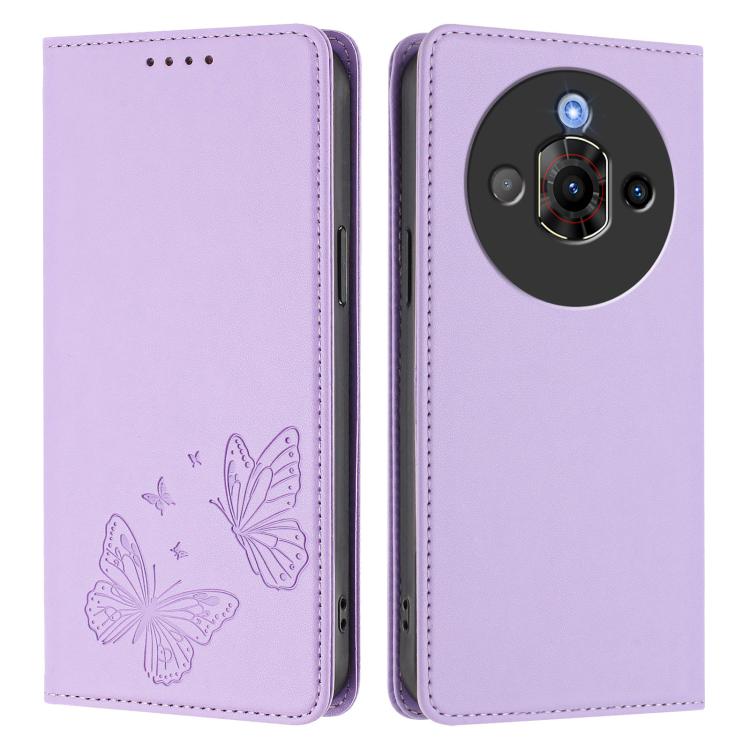 For ZTE nubia Focus Pro Strong Magnetic Dual Butterfly RFID Vegan Leather Phone Case