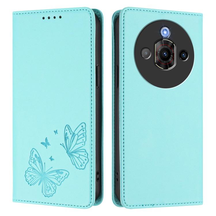 For ZTE nubia Focus Pro Strong Magnetic Dual Butterfly RFID Vegan Leather Phone Case