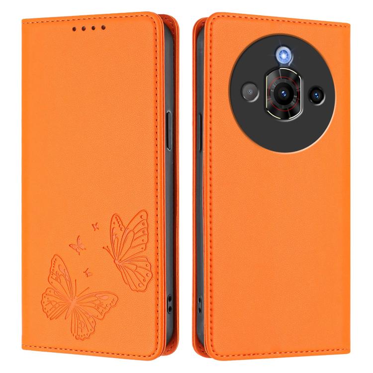 For ZTE nubia Focus Pro Strong Magnetic Dual Butterfly RFID Vegan Leather Phone Case