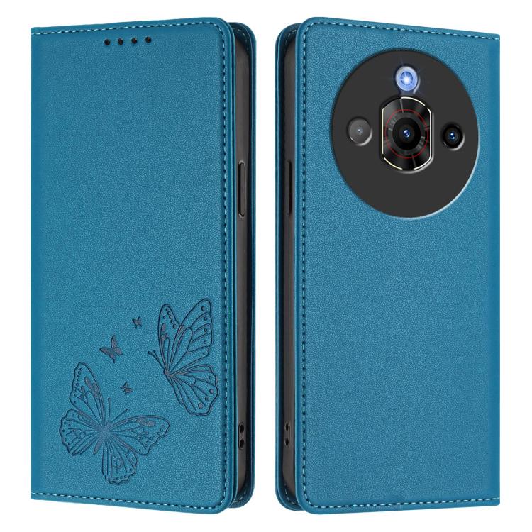 For ZTE nubia Focus Pro Strong Magnetic Dual Butterfly RFID Vegan Leather Phone Case