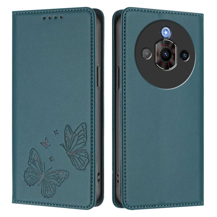 For ZTE nubia Focus Pro Strong Magnetic Dual Butterfly RFID Vegan Leather Phone Case