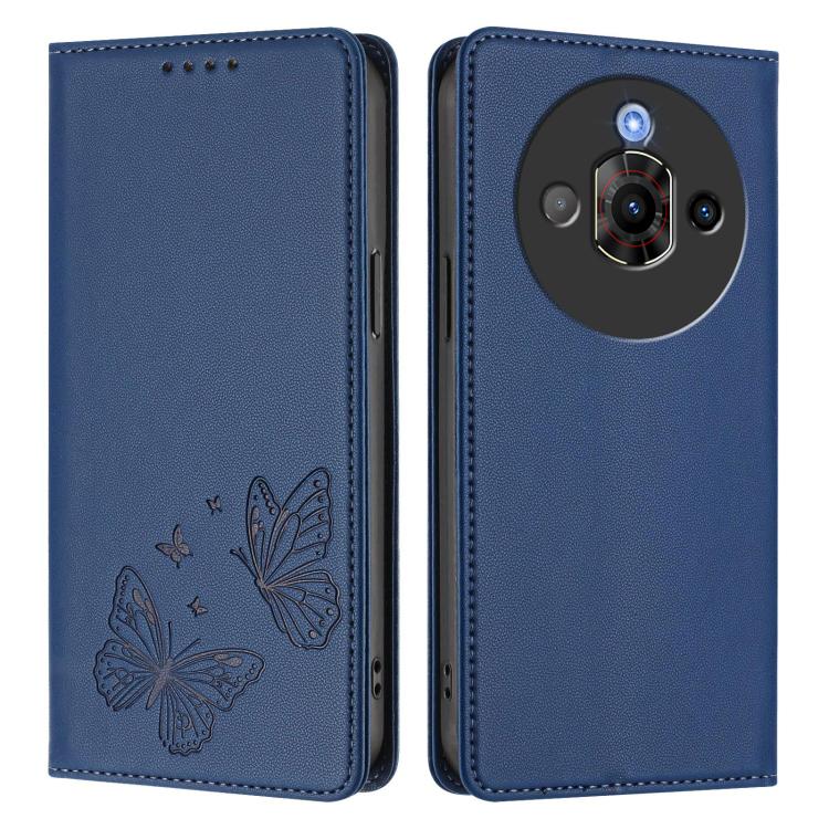 For ZTE nubia Focus Pro Strong Magnetic Dual Butterfly RFID Vegan Leather Phone Case