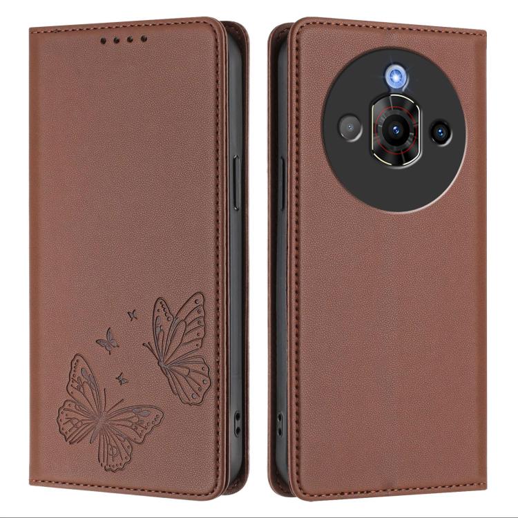 For ZTE nubia Focus Pro Strong Magnetic Dual Butterfly RFID Vegan Leather Phone Case