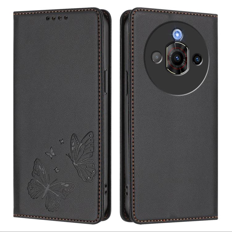 For ZTE nubia Focus Pro Strong Magnetic Dual Butterfly RFID Vegan Leather Phone Case