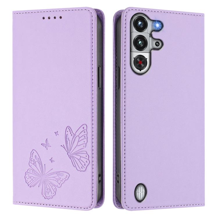 For ZTE nubia RedMagic 10 Pro / 10 Pro+ Strong Magnetic Dual Butterfly RFID Vegan Leather Phone Case