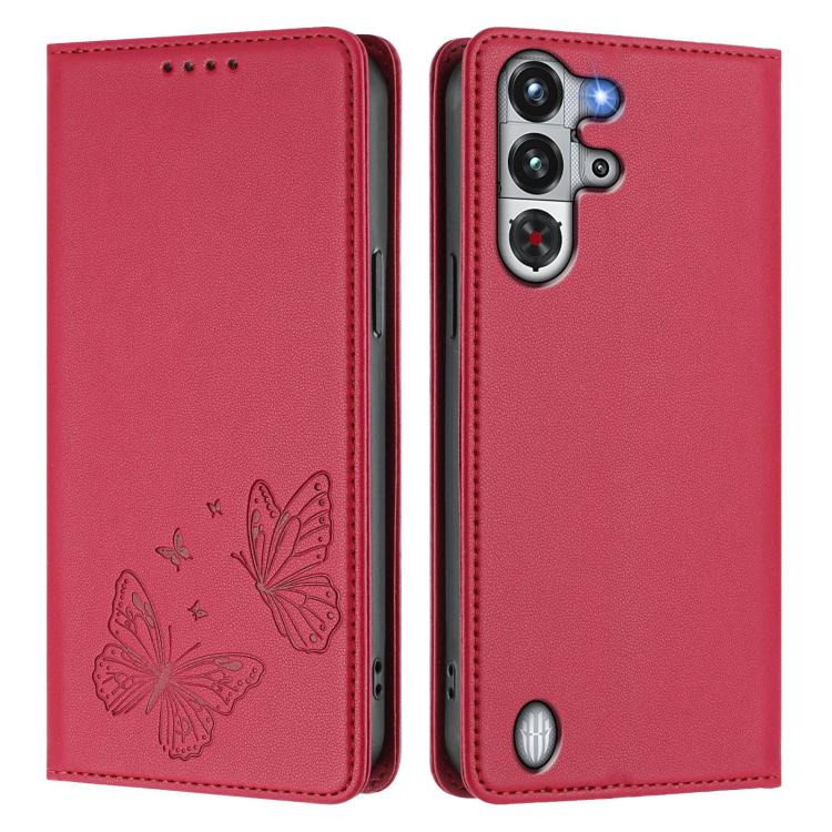 For ZTE nubia RedMagic 10 Pro / 10 Pro+ Strong Magnetic Dual Butterfly RFID Vegan Leather Phone Case