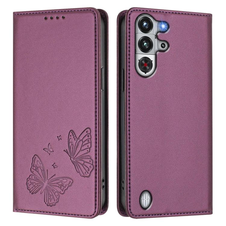 For ZTE nubia RedMagic 10 Pro / 10 Pro+ Strong Magnetic Dual Butterfly RFID Vegan Leather Phone Case