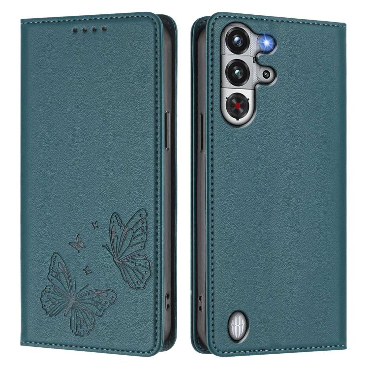 For ZTE nubia RedMagic 10 Pro / 10 Pro+ Strong Magnetic Dual Butterfly RFID Vegan Leather Phone Case