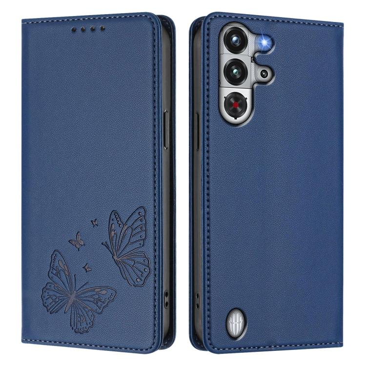 For ZTE nubia RedMagic 10 Pro / 10 Pro+ Strong Magnetic Dual Butterfly RFID Vegan Leather Phone Case