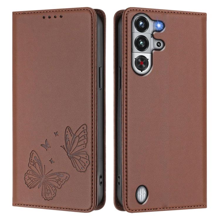 For ZTE nubia RedMagic 10 Pro / 10 Pro+ Strong Magnetic Dual Butterfly RFID Vegan Leather Phone Case