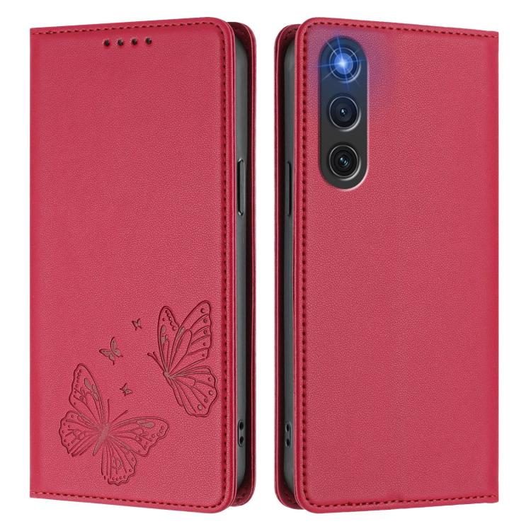 For ZTE nubia RedMagic 10 Air Strong Magnetic Dual Butterfly RFID Vegan Leather Phone Case