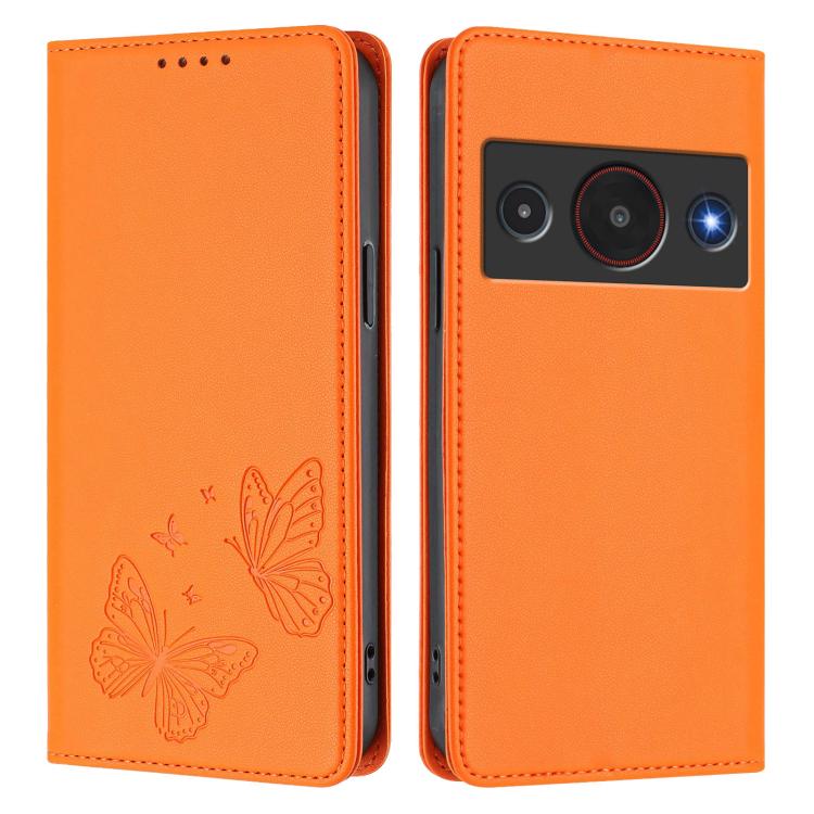 For ZTE Blade A75 Pro / Telstra T-Elite 5G Strong Magnetic Dual Butterfly RFID Vegan Leather Phone Case
