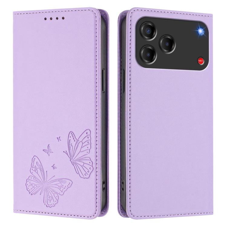 For ZTE Blade V80 Vita / nubia V80 Design Strong Magnetic Dual Butterfly RFID Vegan Leather Phone Case