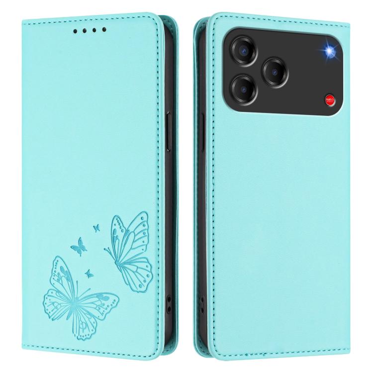 For ZTE Blade V80 Vita / nubia V80 Design Strong Magnetic Dual Butterfly RFID Vegan Leather Phone Case
