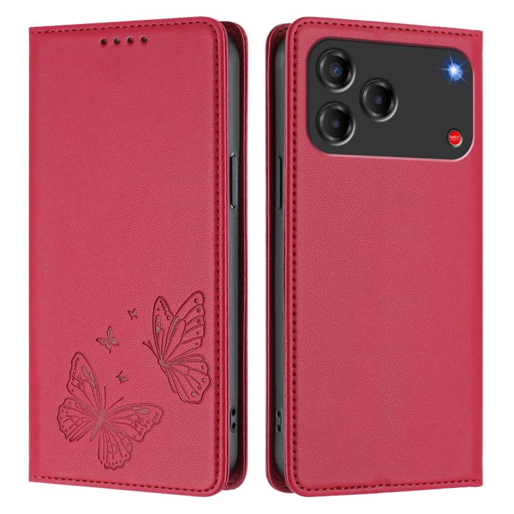 For ZTE Blade V80 Vita / nubia V80 Design Strong Magnetic Dual Butterfly RFID Vegan Leather Phone Case