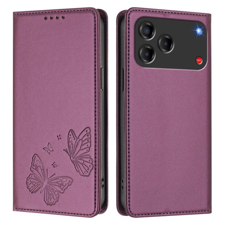 For ZTE Blade V80 Vita / nubia V80 Design Strong Magnetic Dual Butterfly RFID Vegan Leather Phone Case