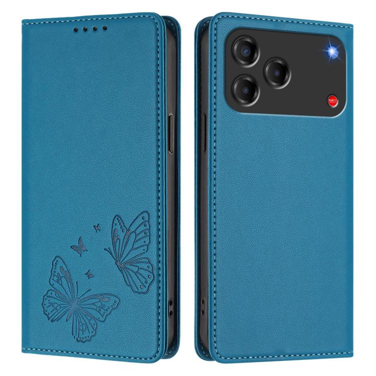 For ZTE Blade V80 Vita / nubia V80 Design Strong Magnetic Dual Butterfly RFID Vegan Leather Phone Case