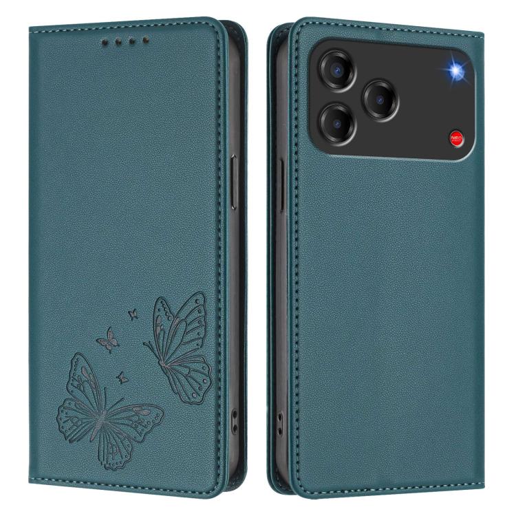 For ZTE Blade V80 Vita / nubia V80 Design Strong Magnetic Dual Butterfly RFID Vegan Leather Phone Case