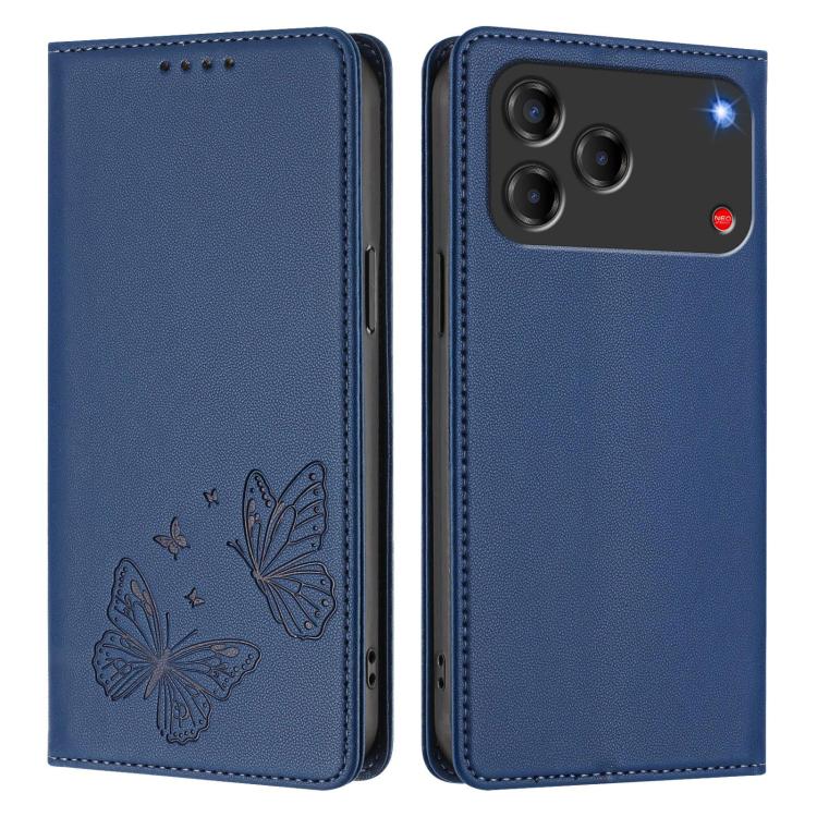 For ZTE Blade V80 Vita / nubia V80 Design Strong Magnetic Dual Butterfly RFID Vegan Leather Phone Case