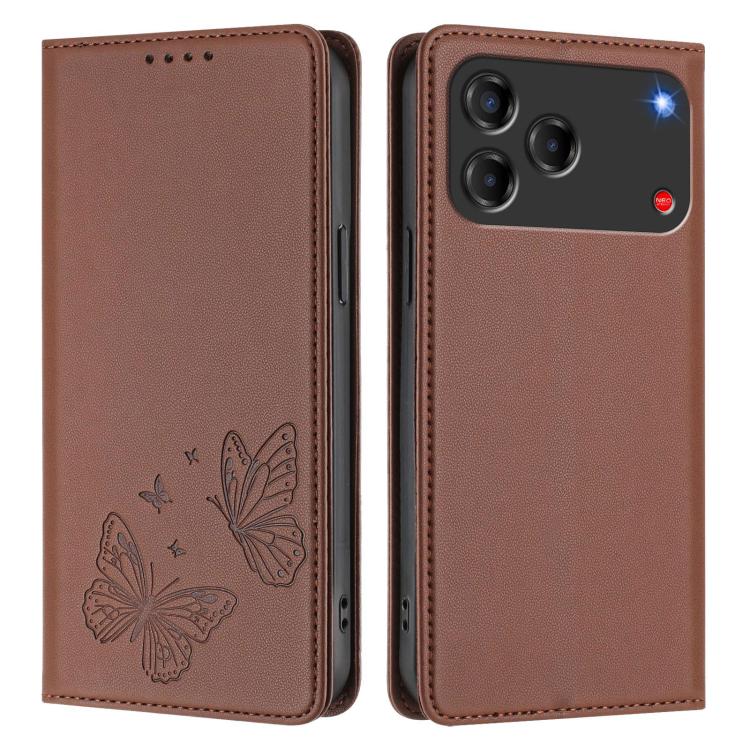 For ZTE Blade V80 Vita / nubia V80 Design Strong Magnetic Dual Butterfly RFID Vegan Leather Phone Case