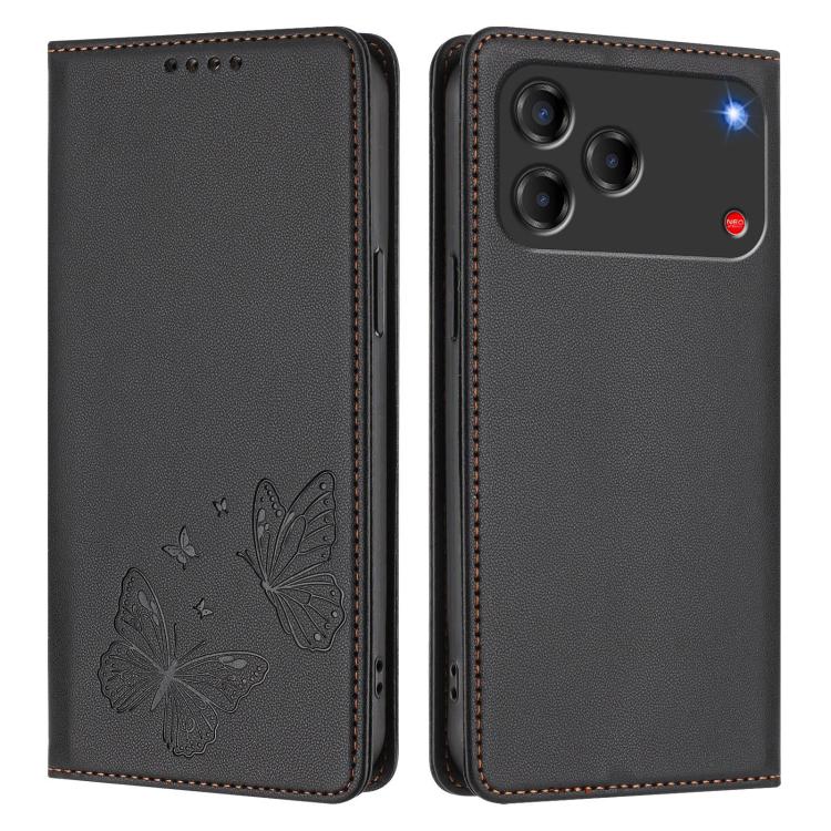 For ZTE Blade V80 Vita / nubia V80 Design Strong Magnetic Dual Butterfly RFID Vegan Leather Phone Case