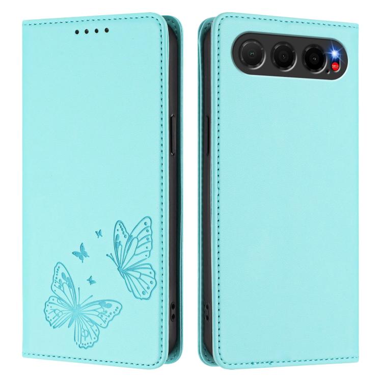 For ZTE nubia Air 5G Strong Magnetic Dual Butterfly RFID Vegan Leather Phone Case