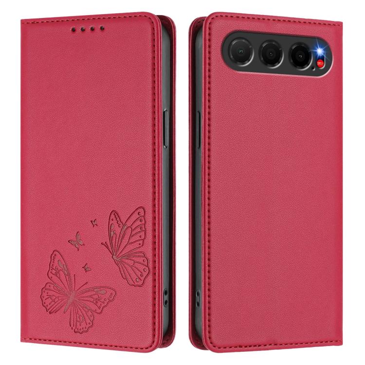 For ZTE nubia Air 5G Strong Magnetic Dual Butterfly RFID Vegan Leather Phone Case